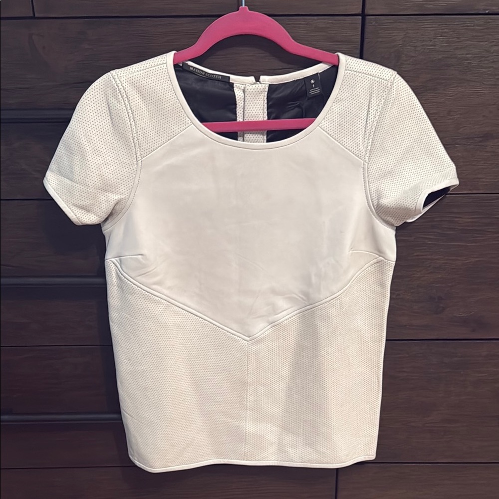 Maison Scotch Women’s Short Sleeve Leather Top